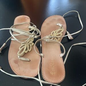 Lilly Pulitzer Metallic Gold Lace-Up Sandals